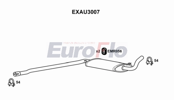Средний глушитель выхлопных газов EUROFLO EXAU3007