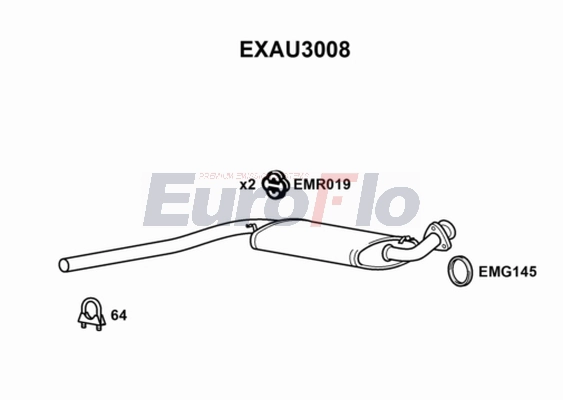 Средний глушитель выхлопных газов EUROFLO EXAU3008