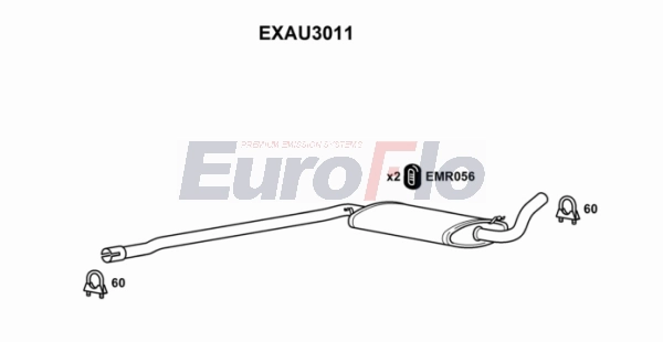 Средний глушитель выхлопных газов EUROFLO EXAU3011