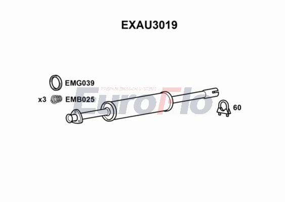 Средний глушитель выхлопных газов EUROFLO EXAU3019