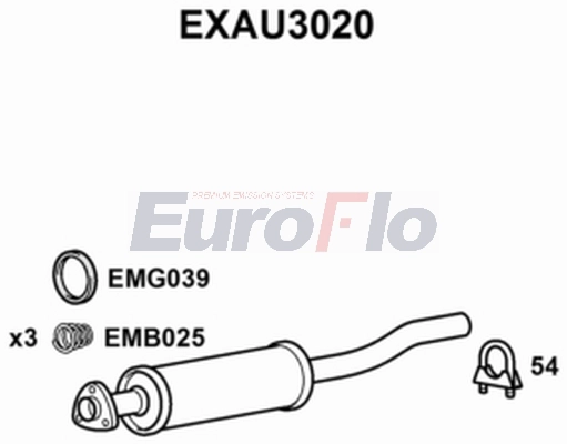 Средний глушитель выхлопных газов EUROFLO EXAU3020