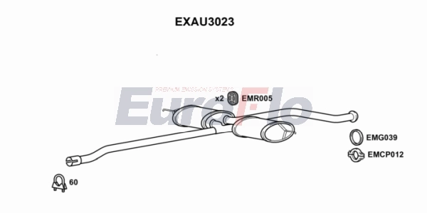 Средний глушитель выхлопных газов EUROFLO EXAU3023