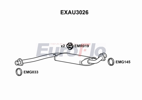 Средний глушитель выхлопных газов EUROFLO EXAU3026