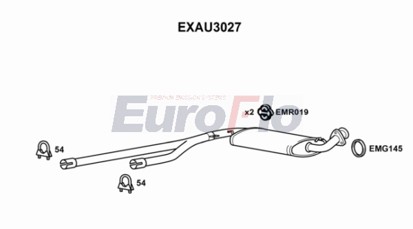 Средний глушитель выхлопных газов EUROFLO EXAU3027
