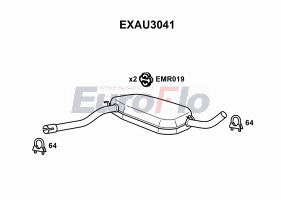 Средний глушитель выхлопных газов EUROFLO EXAU3041