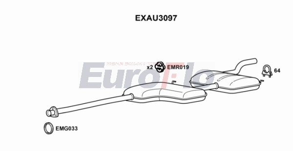 Средний глушитель выхлопных газов EUROFLO EXAU3097
