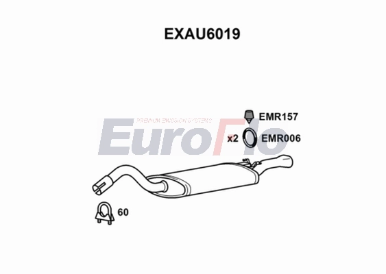 Глушитель выхлопных газов конечный EUROFLO EXAU6019