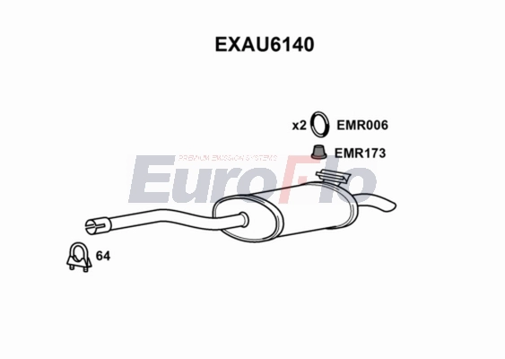 Глушитель выхлопных газов конечный EUROFLO EXAU6140