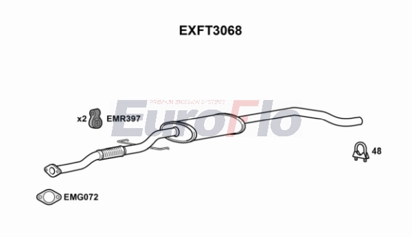 Средний глушитель выхлопных газов EUROFLO EXFT3068