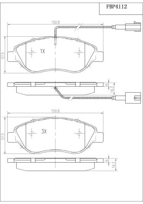 Комплект тормозных колодок дисковый тормоз FI.BA FBP4112