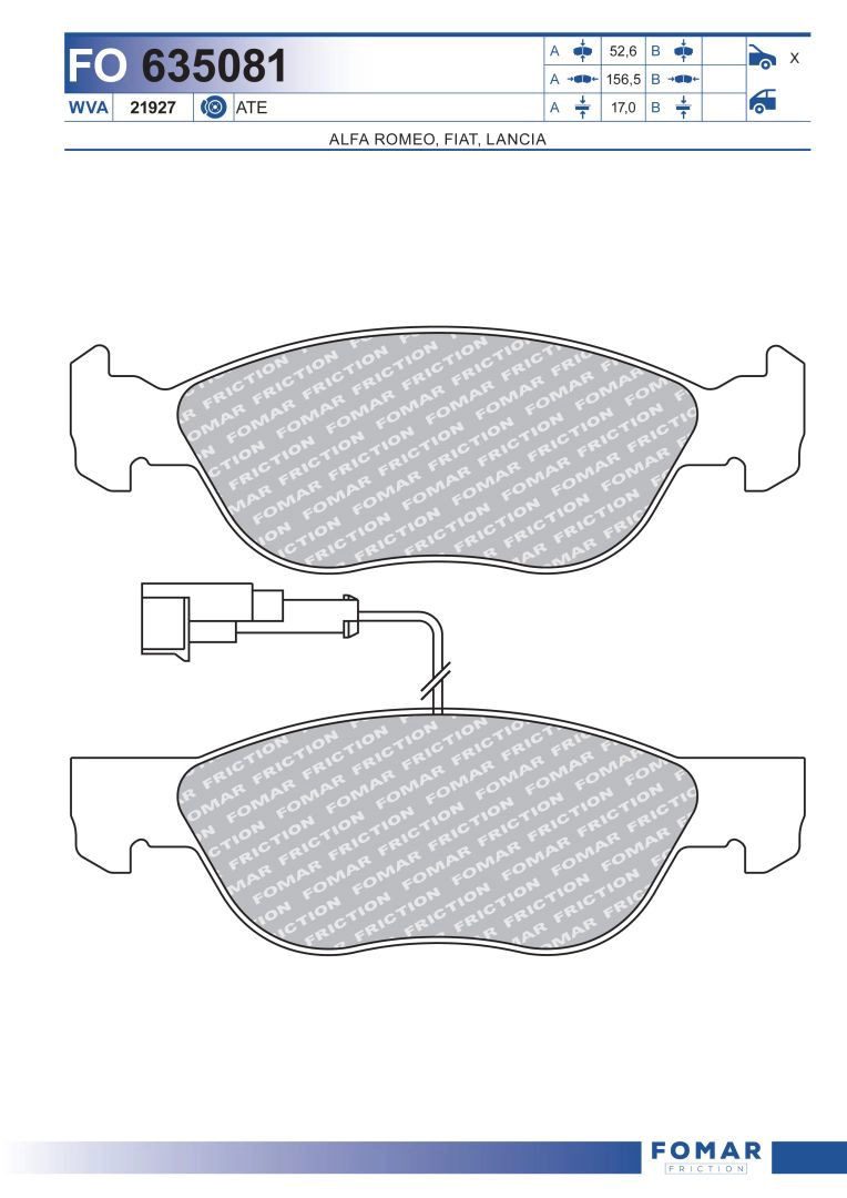 Комплект тормозных колодок дисковый тормоз FOMAR FRICTION FO 635081