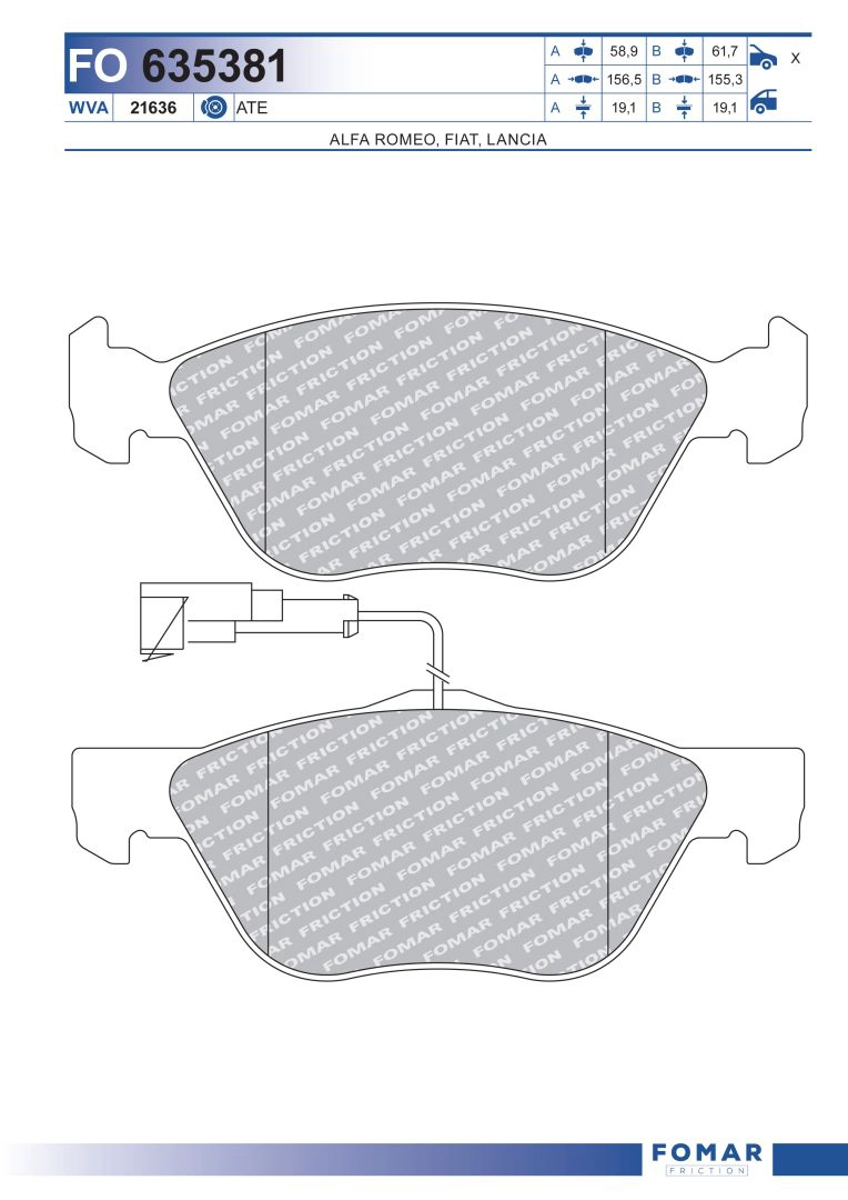 Комплект тормозных колодок дисковый тормоз FOMAR FRICTION FO 635381