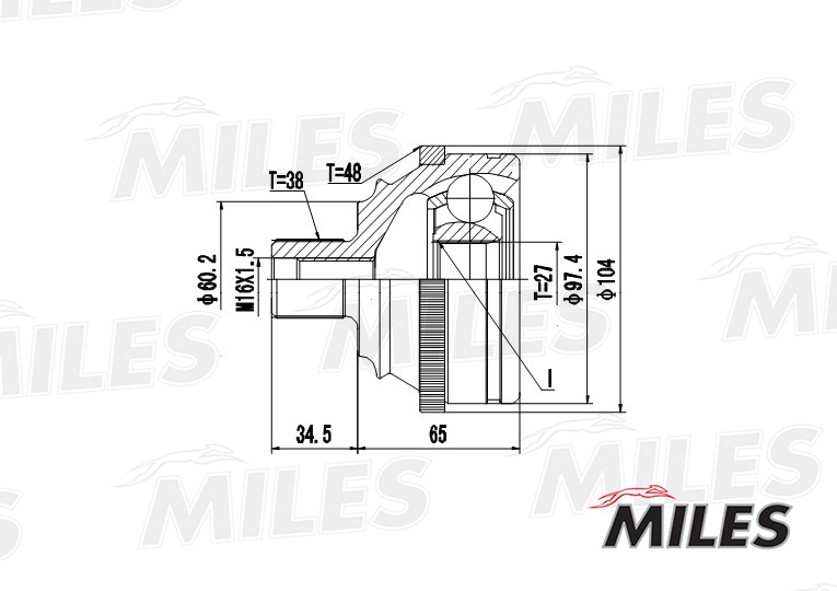 Шарнирный комплект приводной вал MILES GA20529
