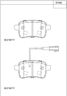 Комплект тормозных колодок дисковый тормоз ASIMCO KD7426