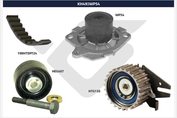 Водяной насос + комплект зубчатого ремня HUTCHINSON KH 493WP54