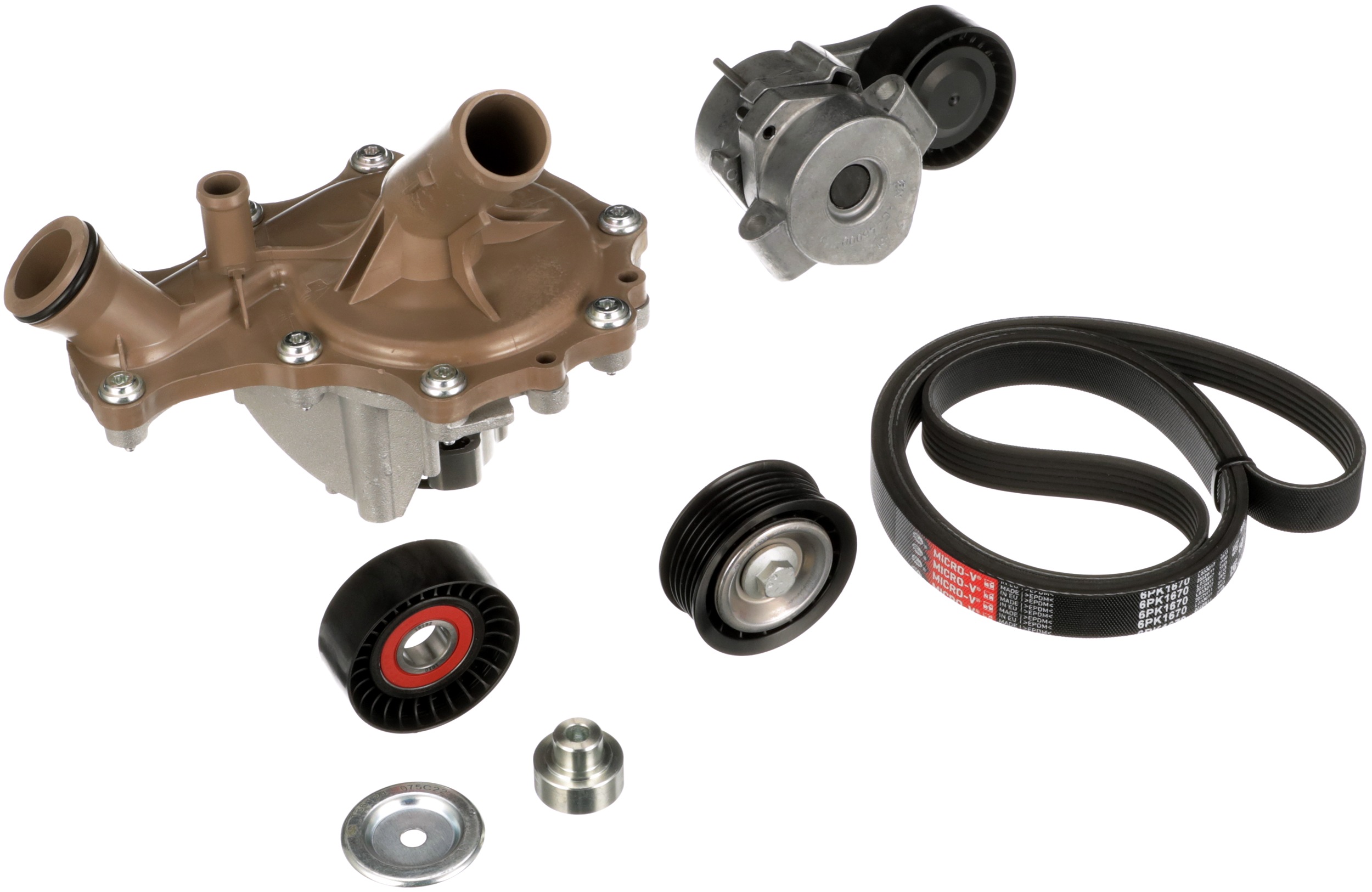 Водяной насос + комплект ручейковых ремней micro-v kit GATES KP26PK1670