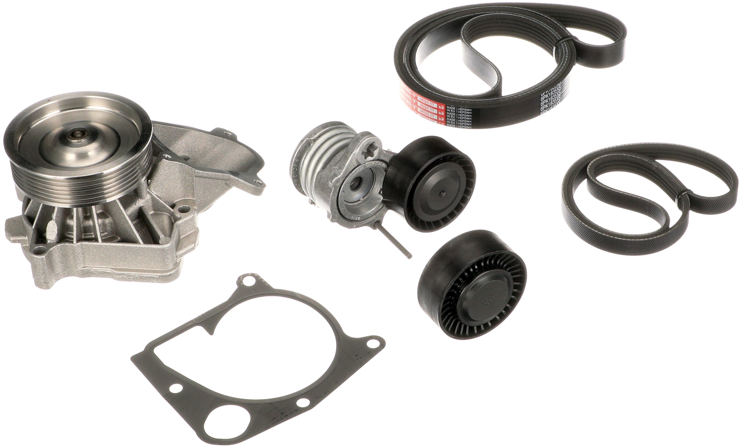 Водяной насос + комплект ручейковых ремней micro-v kit unique fit GATES KP26PK1835XS