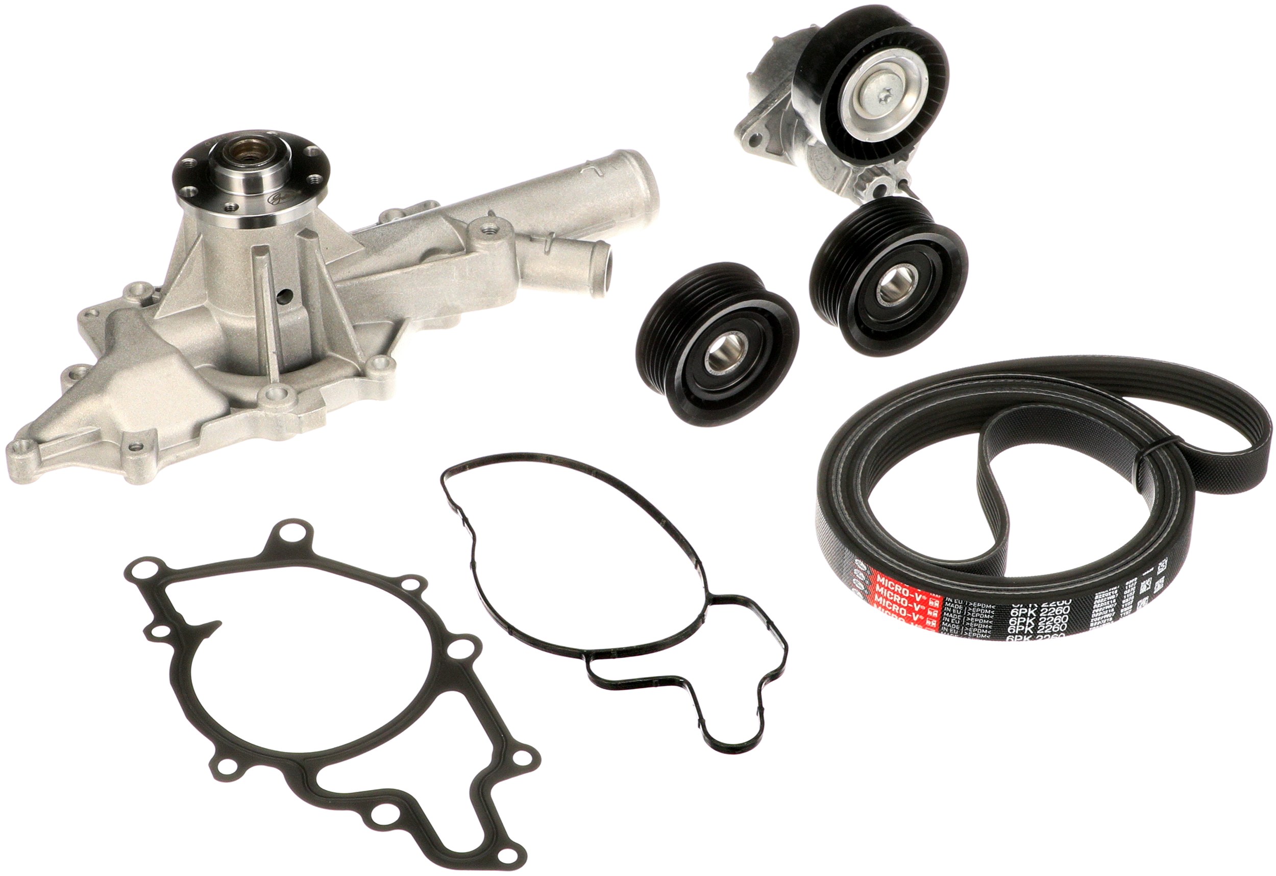 Водяной насос + комплект ручейковых ремней micro-v kit GATES KP26PK2260-2