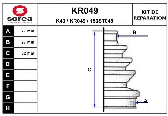 Комплект пыльника приводной вал EAI KR049