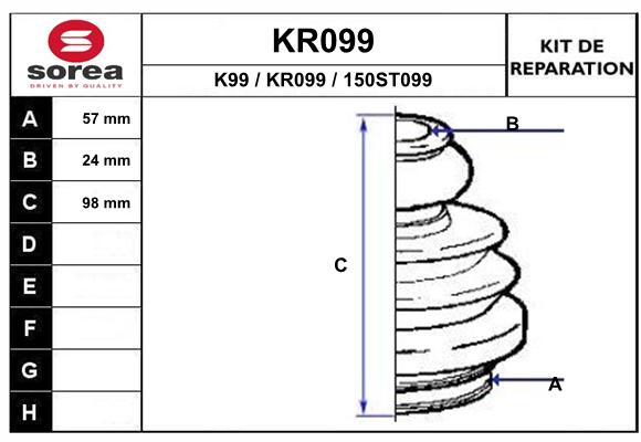 Комплект пыльника приводной вал EAI KR099
