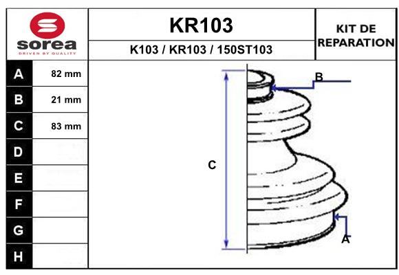 Комплект пыльника приводной вал EAI KR103