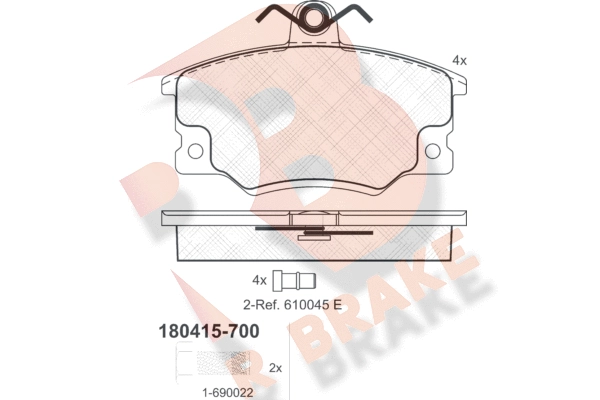 Комплект тормозных колодок дисковый тормоз R BRAKE RB0415-700