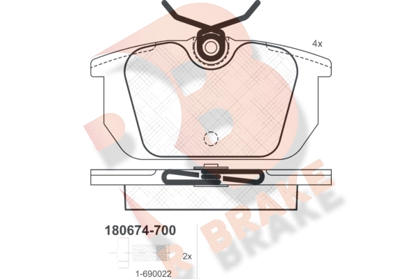 Комплект тормозных колодок дисковый тормоз R BRAKE RB0674-700