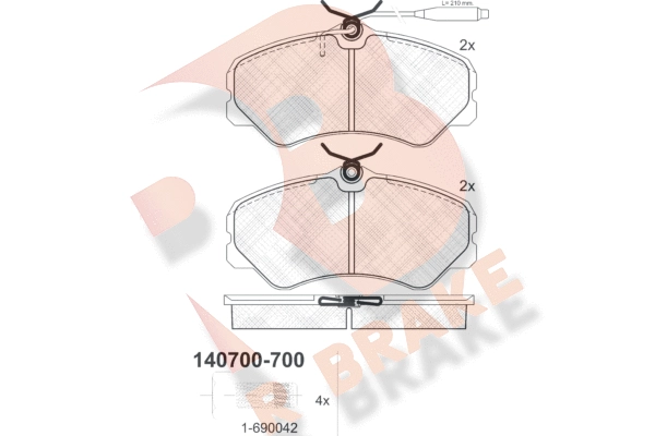Комплект тормозных колодок дисковый тормоз R BRAKE RB0700-700