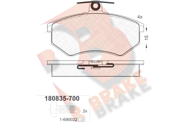 Комплект тормозных колодок дисковый тормоз R BRAKE RB0835-700