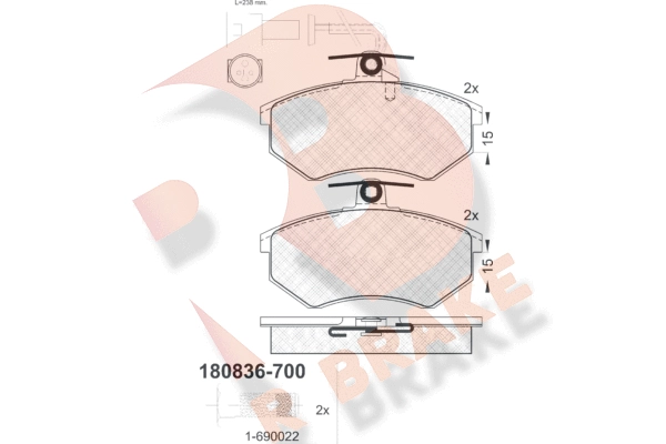Комплект тормозных колодок дисковый тормоз R BRAKE RB0836-700