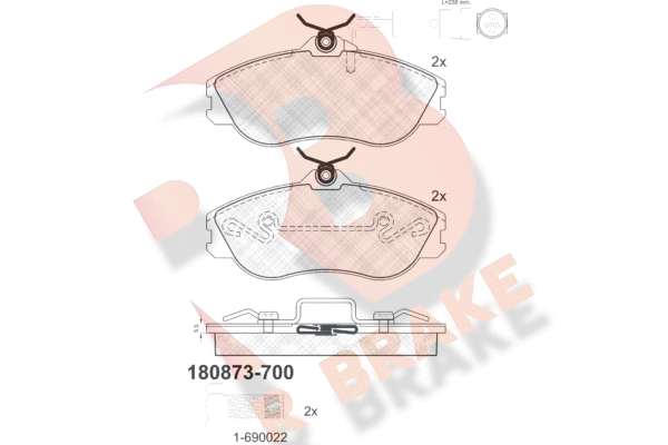 Комплект тормозных колодок дисковый тормоз R BRAKE RB0873-700