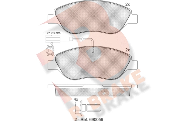 Комплект тормозных колодок дисковый тормоз R BRAKE RB1445-203
