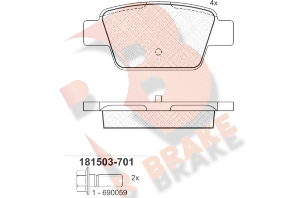 Комплект тормозных колодок дисковый тормоз R BRAKE RB1503-701