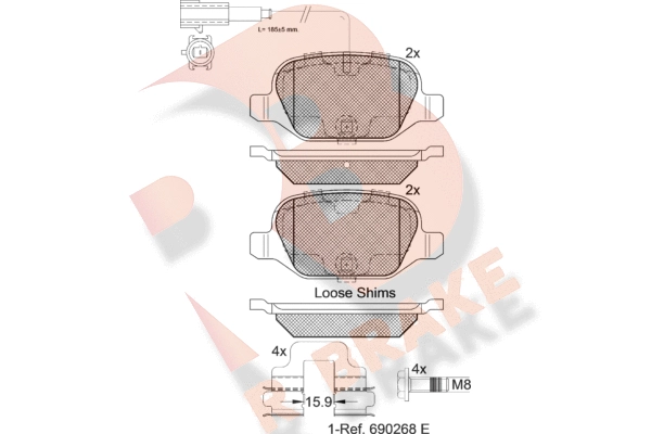 Комплект тормозных колодок дисковый тормоз R BRAKE RB2037