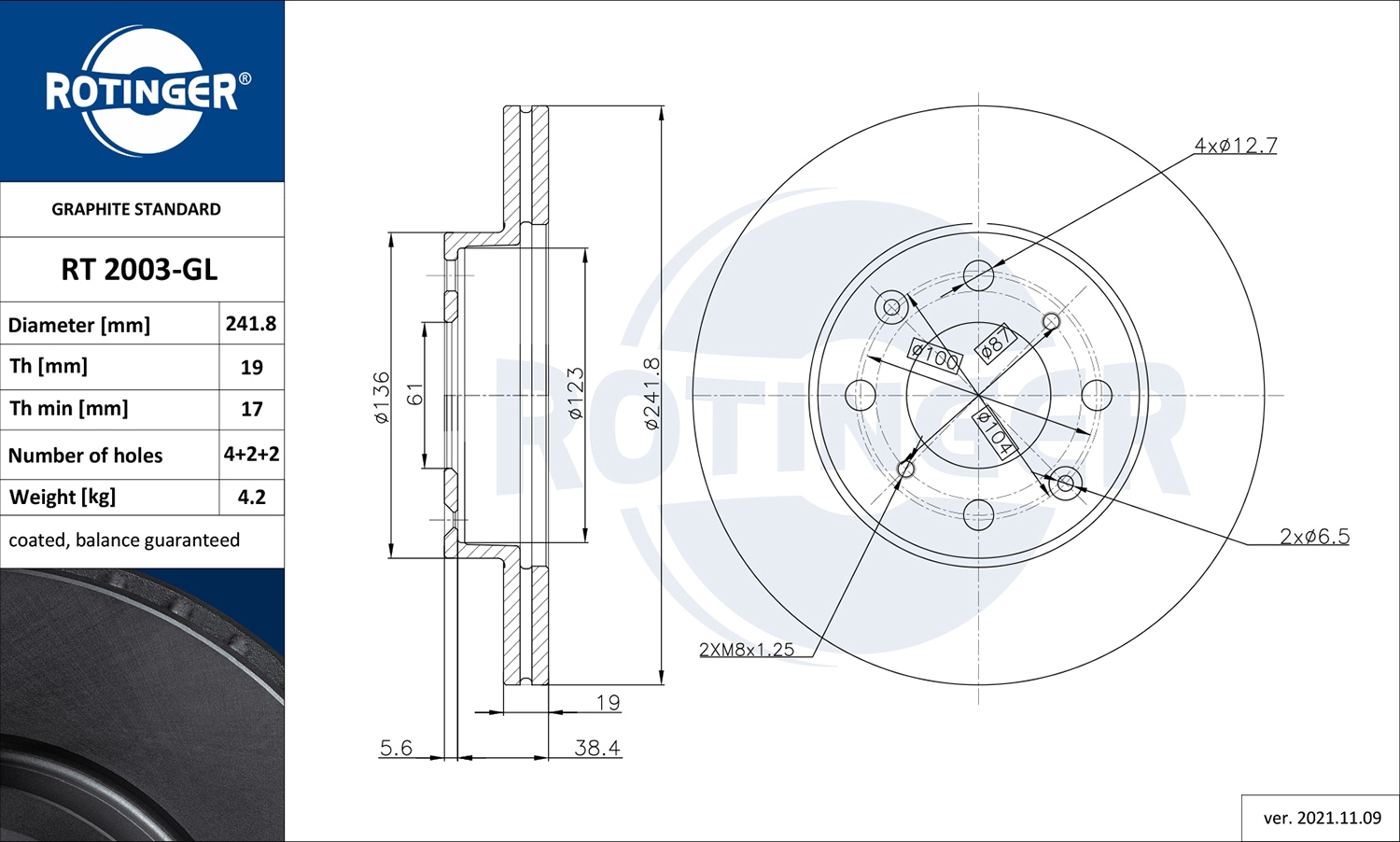 Тормозной диск graphite line ROTINGER RT 2003-GL