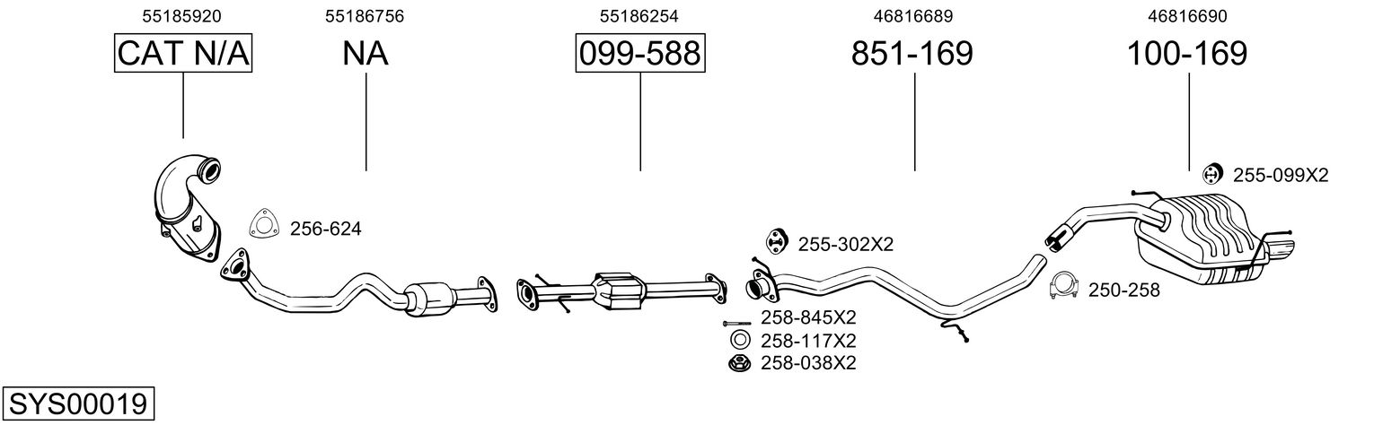 Система выпуска ог BOSAL SYS00019