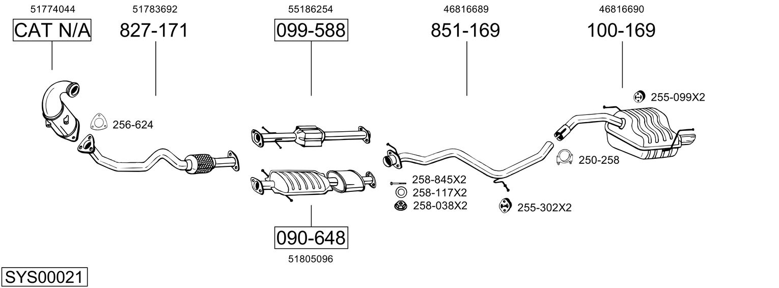 Система выпуска ог BOSAL SYS00021