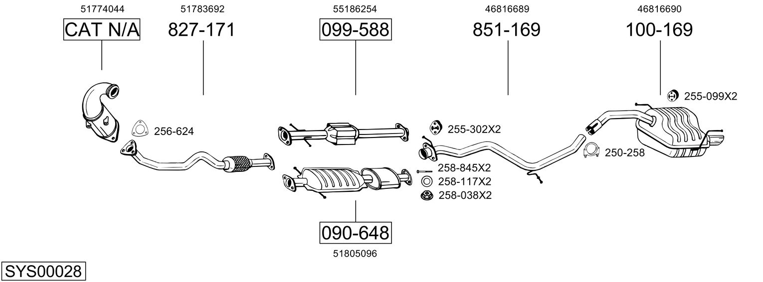 Система выпуска ог BOSAL SYS00028
