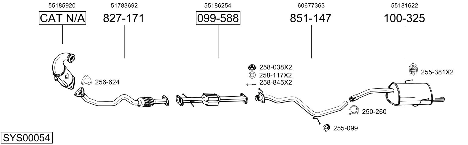 Система выпуска ог BOSAL SYS00054