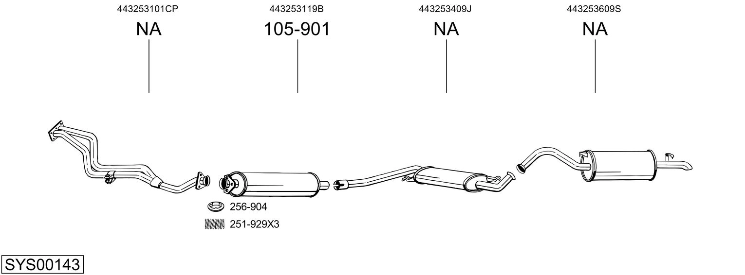 Система выпуска ог BOSAL SYS00143