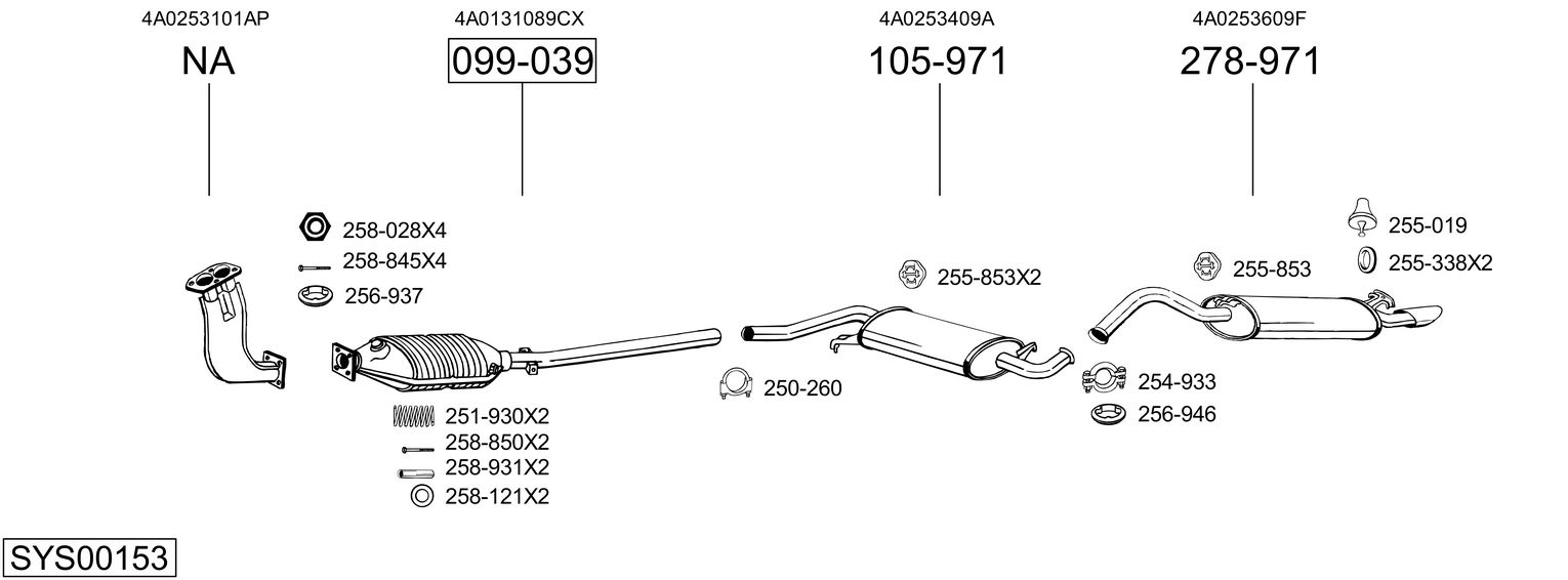 Система выпуска ог BOSAL SYS00153
