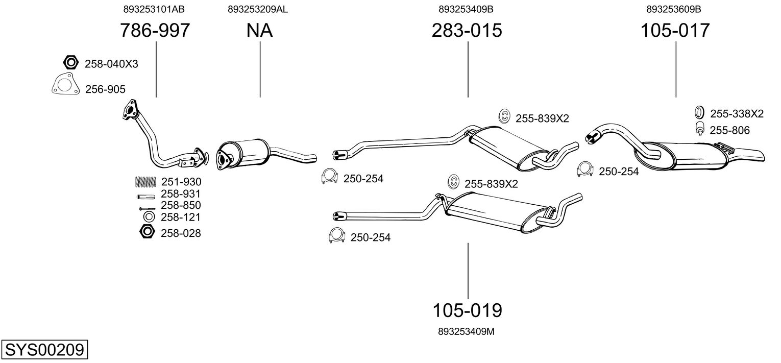 Система выпуска ог BOSAL SYS00209