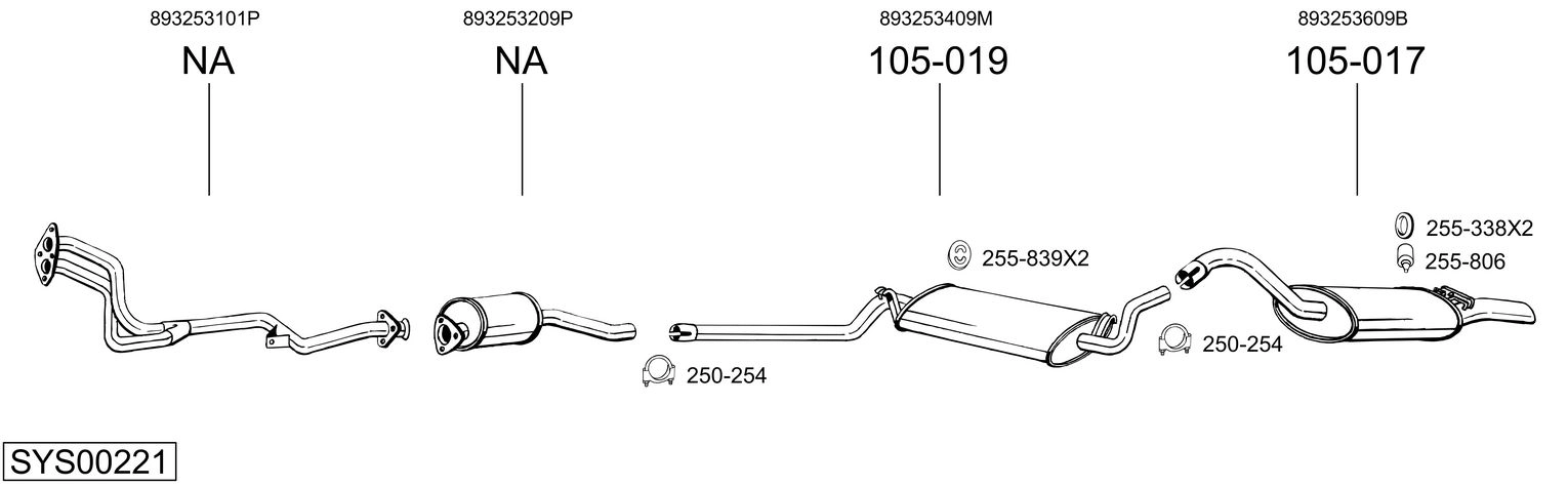 Система выпуска ог BOSAL SYS00221