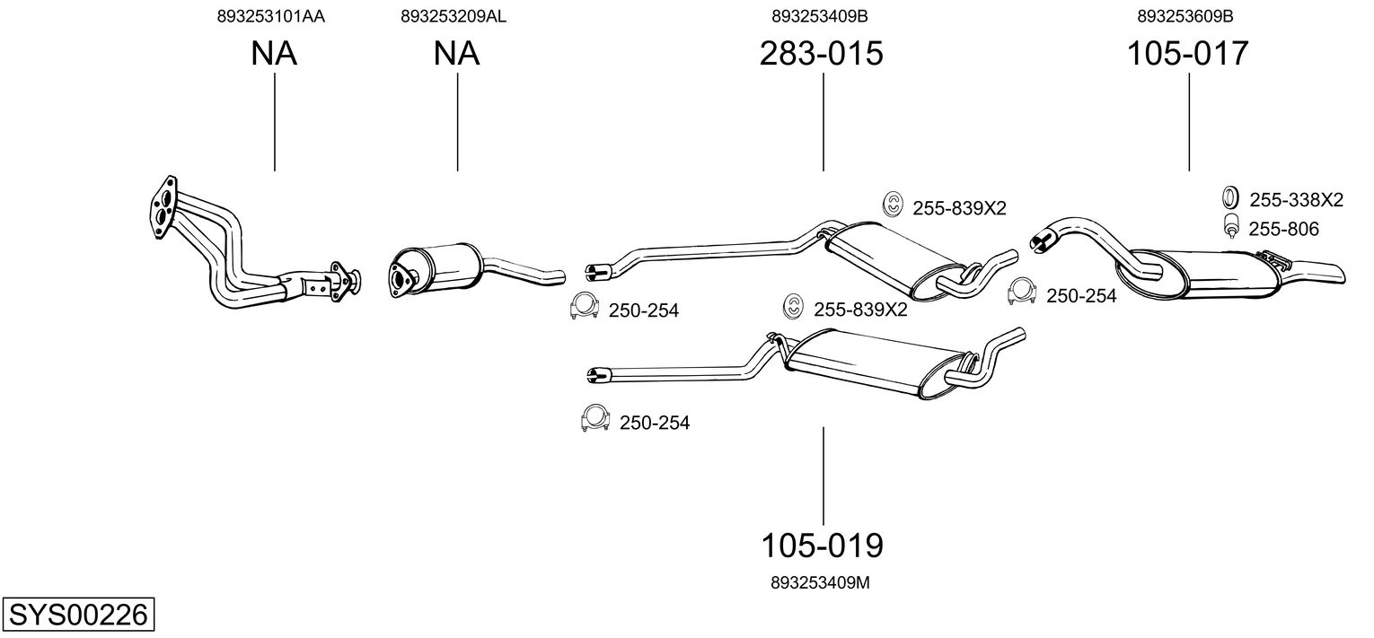 Система выпуска ог BOSAL SYS00226