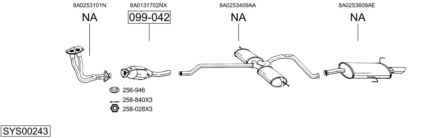 Система выпуска ог BOSAL SYS00243