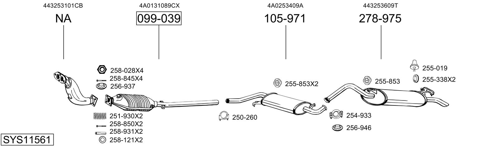 Система выпуска ог BOSAL SYS11561
