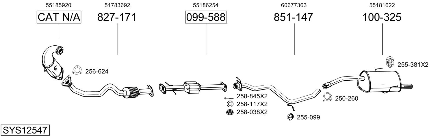 Система выпуска ог BOSAL SYS12547