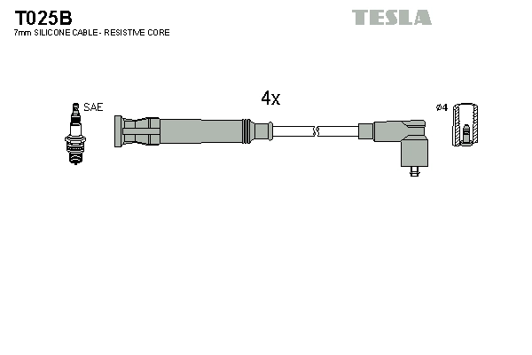 Комплект проводов зажигания alternative TESLA T025B