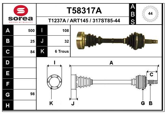 Приводной вал EAI T58317A