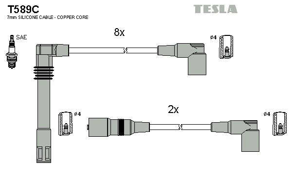 Комплект проводов зажигания original TESLA T589C